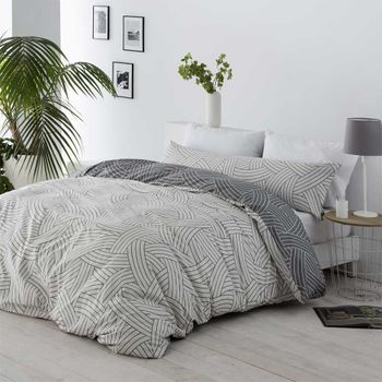 Funda nórdica reversible microfibra gris 220x220 Cama de 105 SALINAS