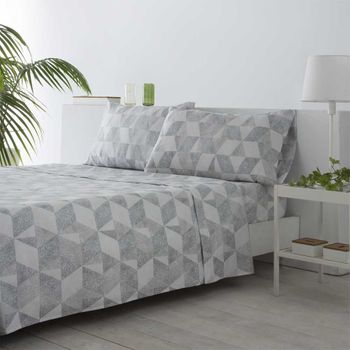 COTTON ARTean - Juego de sábanas satén algodón egipcio 300 gris 210x260  Cama 135