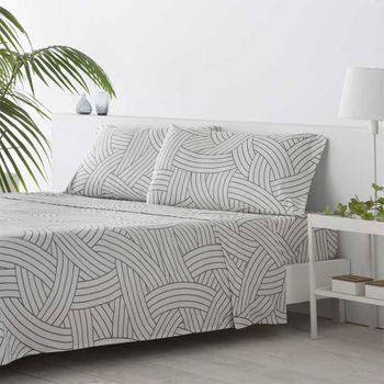 Flor Juego de Sábanas Cama 150x200+35cm, Púrpura Psicodélico Ropa de Cama  Estampada Microfibra,4 Piezas - 1 Sábana Bajera y 1 Sábana Encimera y 2