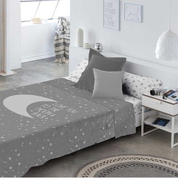 Juego De Sabanas Infantil/juvenil Moon Grey 100% Algodón.  Cama De 90