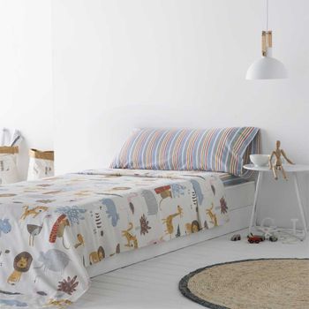 Cotton Artean - Juego De Sabanas Popy Gris Cama De 135 X 190/200. con  Ofertas en Carrefour