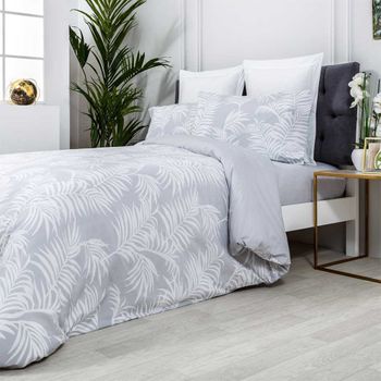 Juego de sábanas 100% algodón orgánico blanco y coral 250x260 Cama 160 IZKI