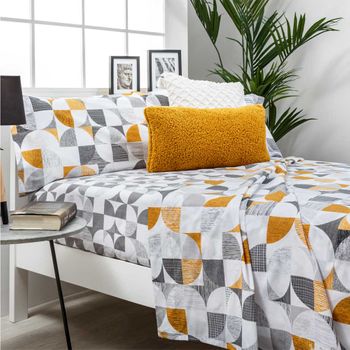 Juego De Sábanas Carnaby Gris Algodón Poliéster Multicolor Cama 90