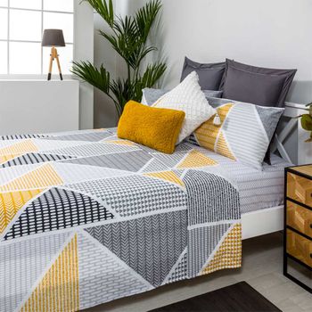 Juego De Sábanas Carnaby Gris Algodón Poliéster Multicolor Cama 200 con  Ofertas en Carrefour