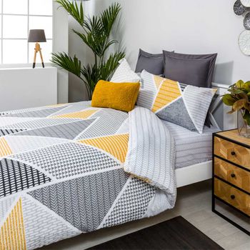 Funda Nordica Reversible Geka Algodón Poliéster Gris 180 X 260 Cama De 105