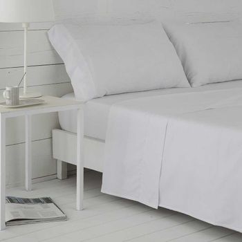 Juego De Sábanas Satén Algodón Egipcio 400 Hilos Blanco 160x260 Cama 90