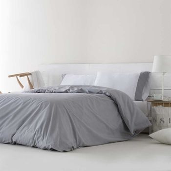 Juego de sábanas 100% algodón orgánico blanco y coral 250x260 Cama 160 IZKI