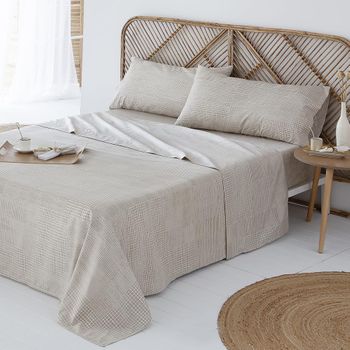 Juego de sábanas 100% algodón orgánico beige 270x260 Cama 180 ORGANICO