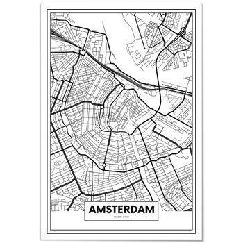 Cuadro De Aluminio Mapa De Ámsterdam 35x50cm