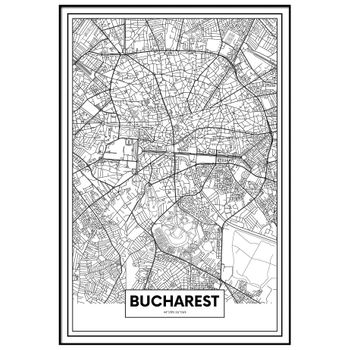 Cuadro Metacrilato Enmarcado Mapa De Ciudad Bucarest 50x70cm