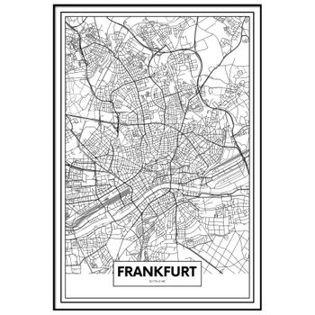 Cuadro Metacrilato Enmarcado Mapa De Ciudad Frankfurt 35x50cm