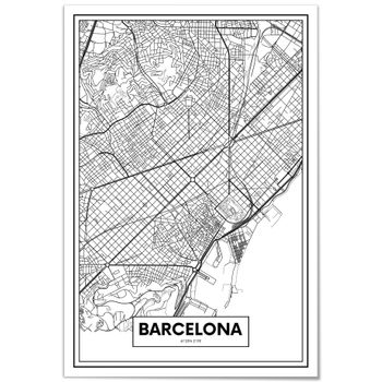 Cuadro De Aluminio Mapa De Barcelona 21x30cm