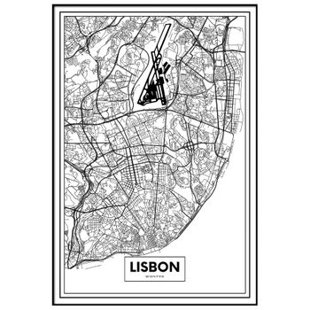 Cuadro Metacrilato Enmarcado Mapa De Ciudad Lisboa 35x50cm