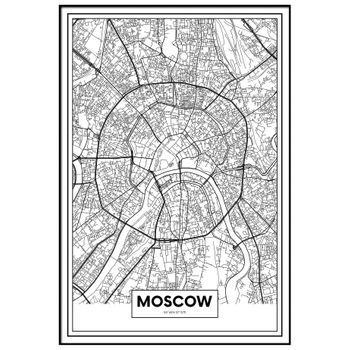 Cuadro Metacrilato Enmarcado Mapa De Ciudad Moscú 50x70cm