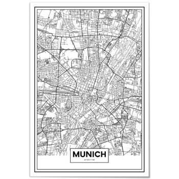 Cuadro Metacrilato Enmarcado Mapa De Ciudad Múnich 21x30cm