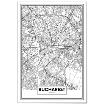 Lienzo Mapa De Bucarest 35x50cm