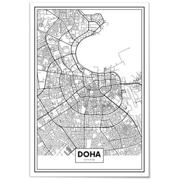 Lienzo Mapa De Ciudad Doha 35x50cm