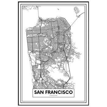 Cuadro Metacrilato Enmarcado Mapa Ciudad San Francisco 70x100cm