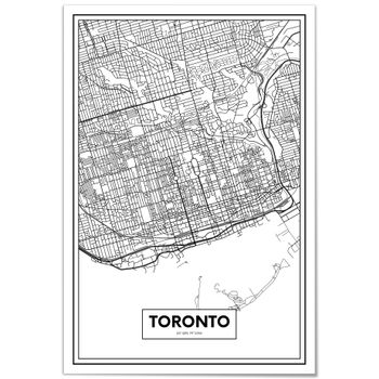 Cuadro Metacrilato Enmarcado Mapa De Ciudad Toronto 21x30cm