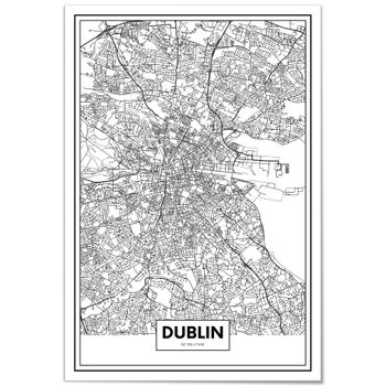 Cuadro De Aluminio Mapa De Ciudad Dublín 70x100cm