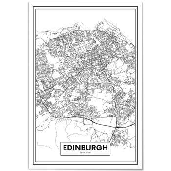 Cuadro De Aluminio Mapa De Ciudad Edimburgo 70x100cm