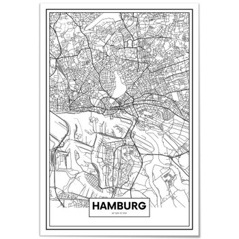 Cuadro De Aluminio Mapa De Hamburgo 21x30cm