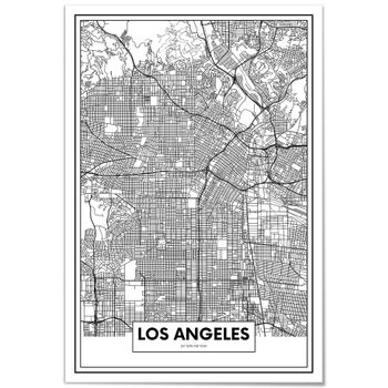 Cuadro De Aluminio Mapa De Los Ángeles 35x50cm