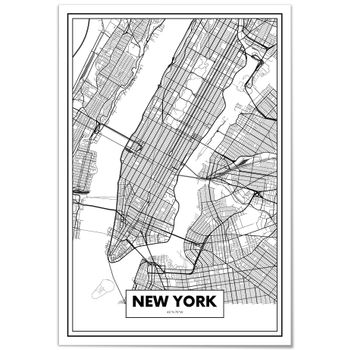 Cuadro De Aluminio Mapa De Nueva York 50x70cm