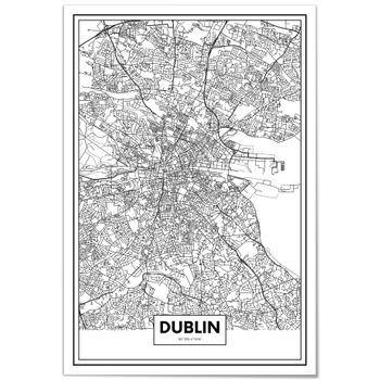 Cuadro Metacrilato Enmarcado Mapa De Ciudad Dublín 21x30cm