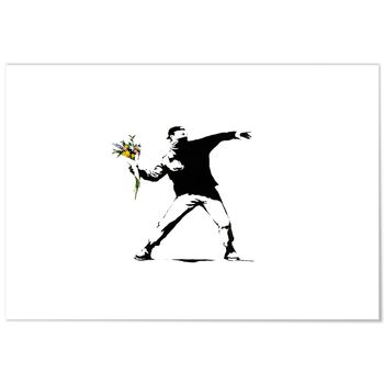 Lienzo Banksy Lanzador De Flores 70x50cm