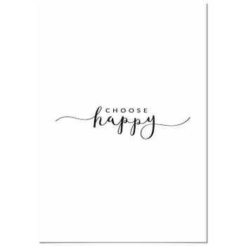 Panorama® Cuadro De Aluminio Choose Happy 50x35cm | Impreso En Aluminio Dibond Blanco | Cuadro Frases Positivas | Cuadros Mensajes Decoración | Cuadros Para Dormitorio | Láminas Decorativas