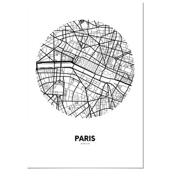 Panorama Lienzo Mapa Círculo De París 70x100cm - Impreso En Lienzo De Alta Calidad Con Bastidor - Cuadros Decoración Salón - Cuadros Dormitorio - Cuadros Lienzos Decorativos - Cuadros Modernos