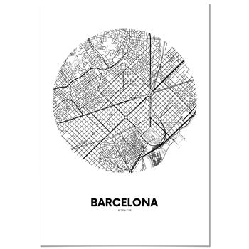 Panorama Lienzo Mapa Círculo De Barcelona 21x30cm - Impreso En Lienzo De Alta Calidad Con Bastidor - Cuadros Decoración Salón - Cuadros Dormitorio - Cuadros Lienzos Decorativos - Cuadros Modernos