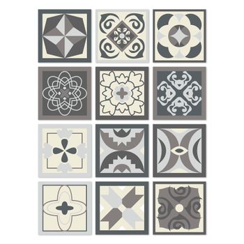 Azulejos Adhesivos Gris 10x10cm Pack De 72 Baldosas Diseño Hidráulico