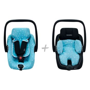 Funda Para Grupo 0 + Reductor De Silla De Coche Compatible Con Recaro Zero Jyoko Blue Sparkles