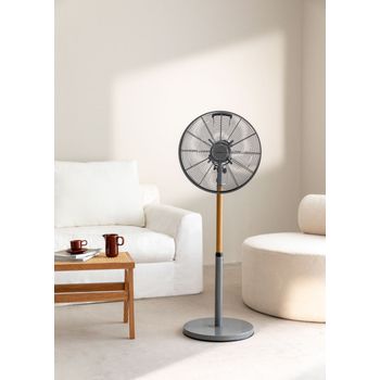 Ventilador De Pie Oscilante 50w Estilo Retro, Gris & Madera Natural, 470x410x1200 Mm, Create - Air Stand Wood