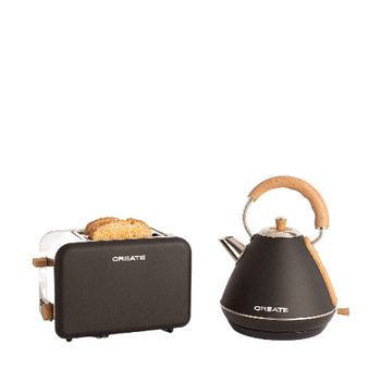 Pack Toast Retro Pequeña Tostadora Para Rebanadas Anchas + Kettle Retro 1.7 L Hervidor De Agua - Create