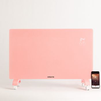 Convector Eléctrico De Cristal Con Wifi, Rosa Pastel Con Ruedas, 780x75x470 Mm (sin Patas) / 780x240x520 Mm (con Patas), Create - Warm Crystal 2000w