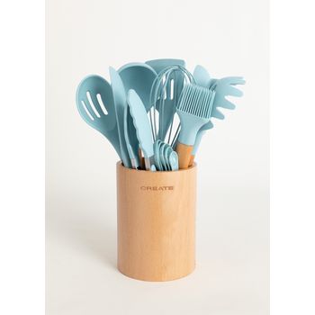 Swan Nordic Utensilios Cocina de Nylon 6 Piezas, Cesto + Juego de Utensilios  Antiadherentes con Mango Efecto Madera, Libre de BPA, Espátula, Cucharón,  Machacador de Patatas, etc Resistentes al Calor, Blanco