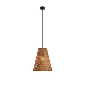 Leds·c4 Caribe - Lámpara Colgante De Techo Ø260 E27 Negro Ratan Natural