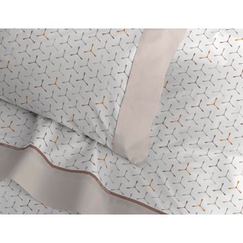 Juego De Sábanas Invierno Ezio Beige Franela 100% Algodón Para Cama De 150 Cm