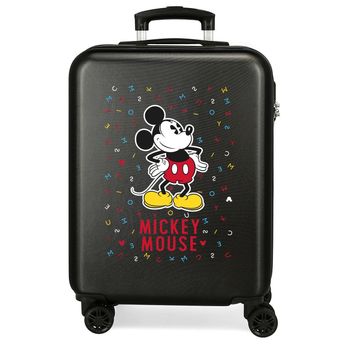 Maleta De Cabina Mickey Letras Rígida Negra 55cm