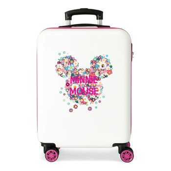 Maleta De Cabina Minnie Rígida 55cm Sunny Day Flores Fucsia