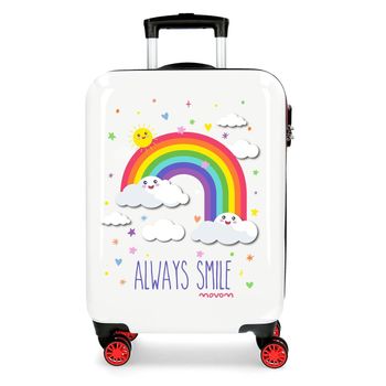 Maleta De Cabina Movom Arcoiris Always Smile Rígida 55cm Blanco