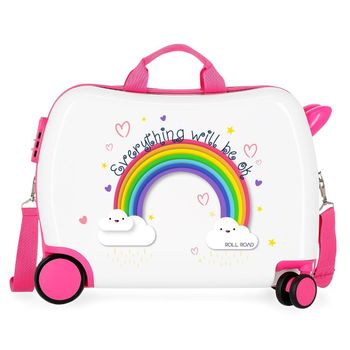 Maleta Infantil Arcoiris Everything Ok Con Ruedas Multidireccionales Blanco