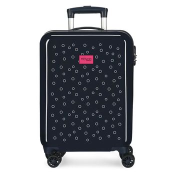 Maleta De Cabina Movom Bubbles Rígida Azul Marino Con Logo Fucsia 55cm