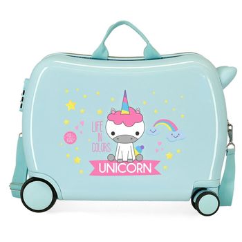 Maleta Infantil 2 Ruedas Multidireccionales Little Me Unicorn Verde