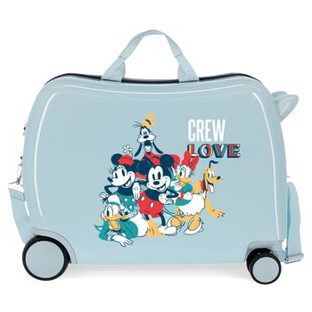 Maleta Infantil 2 Ruedas Multidireccionales Mickey Crew Love Azul Claro