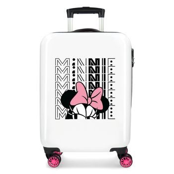 Maleta De Cabina Pretty Minnie Bow Rígida 55cm Bco/negro/fucsia