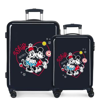 Juego De Maletas Mickey & Minnie Ship Always Be Kind Rígidas 55-68cm Marino